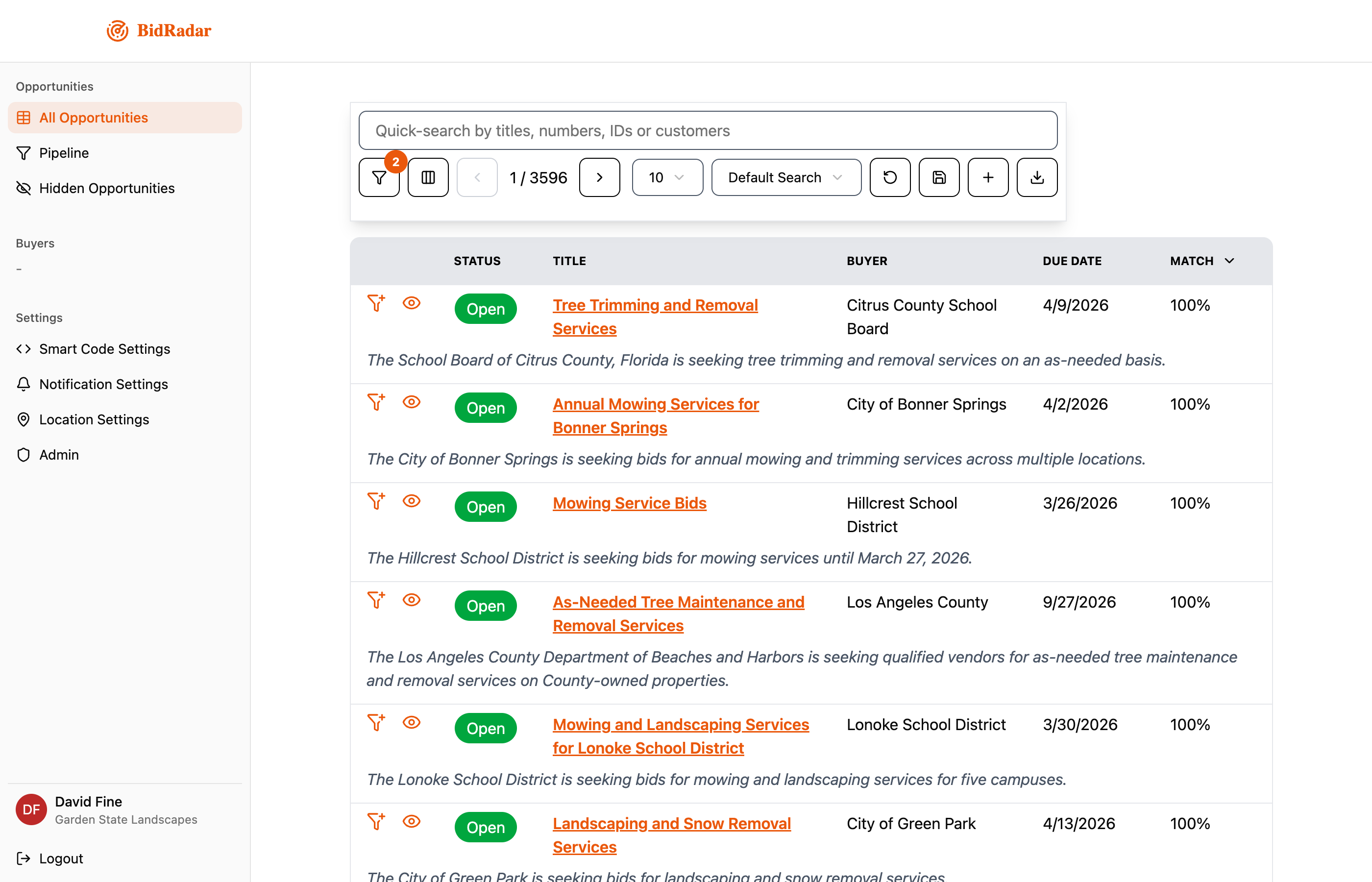 BidRadar whitelabel example